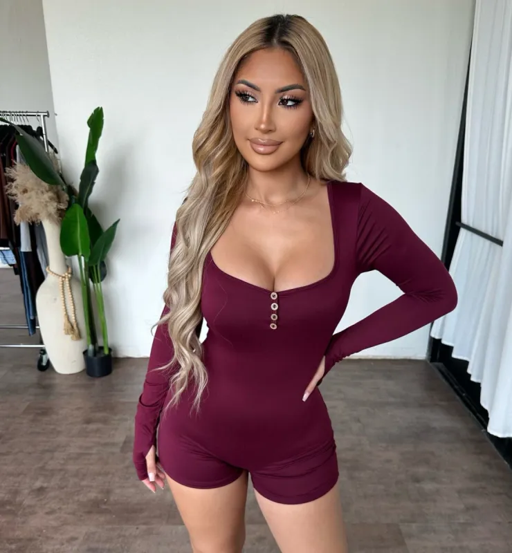 Dolly Romper (Burgundy) sold by OOTDFash