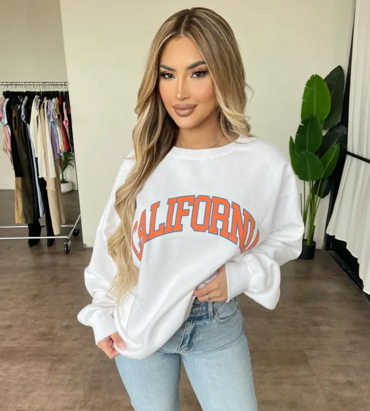 California Printed Crewneck(Ivory) sold by OOTDFash