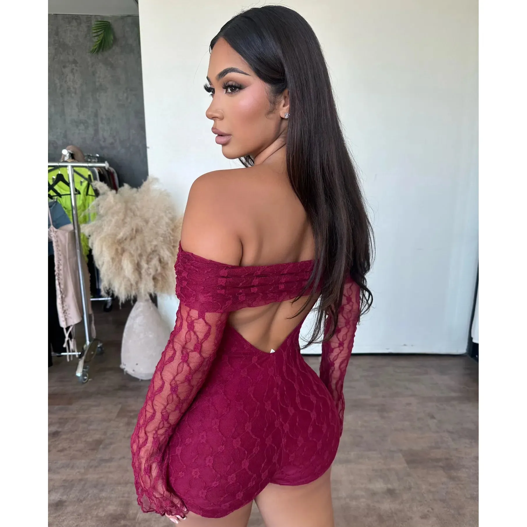 Stephanie Romper (Burgundy) sold by OOTDFash product image thumbnail 2