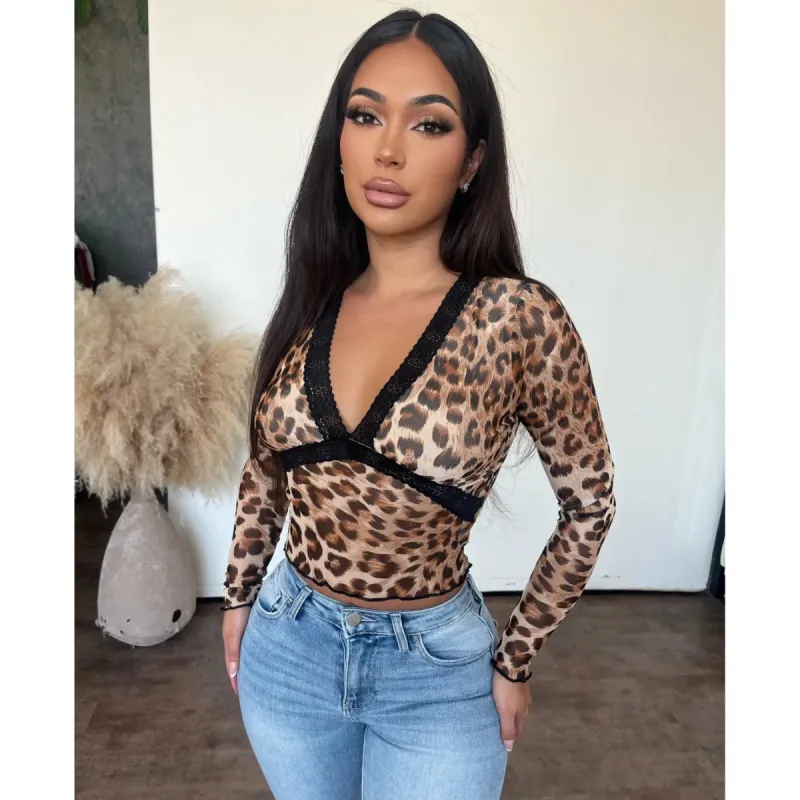 Bella Leopard Lace Top (Leopard) sold by OOTDFash