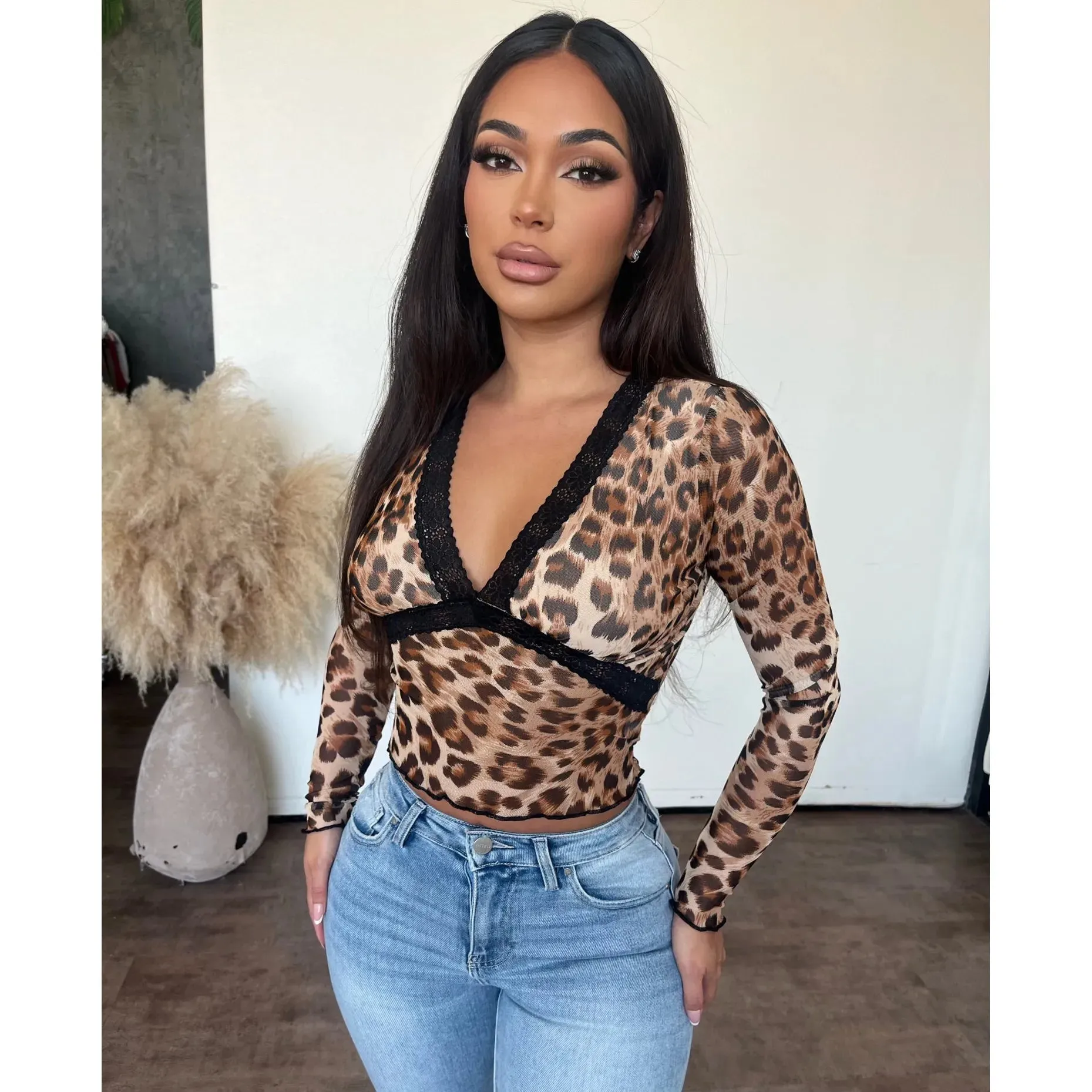 Bella Leopard Lace Top (Leopard) sold by OOTDFash