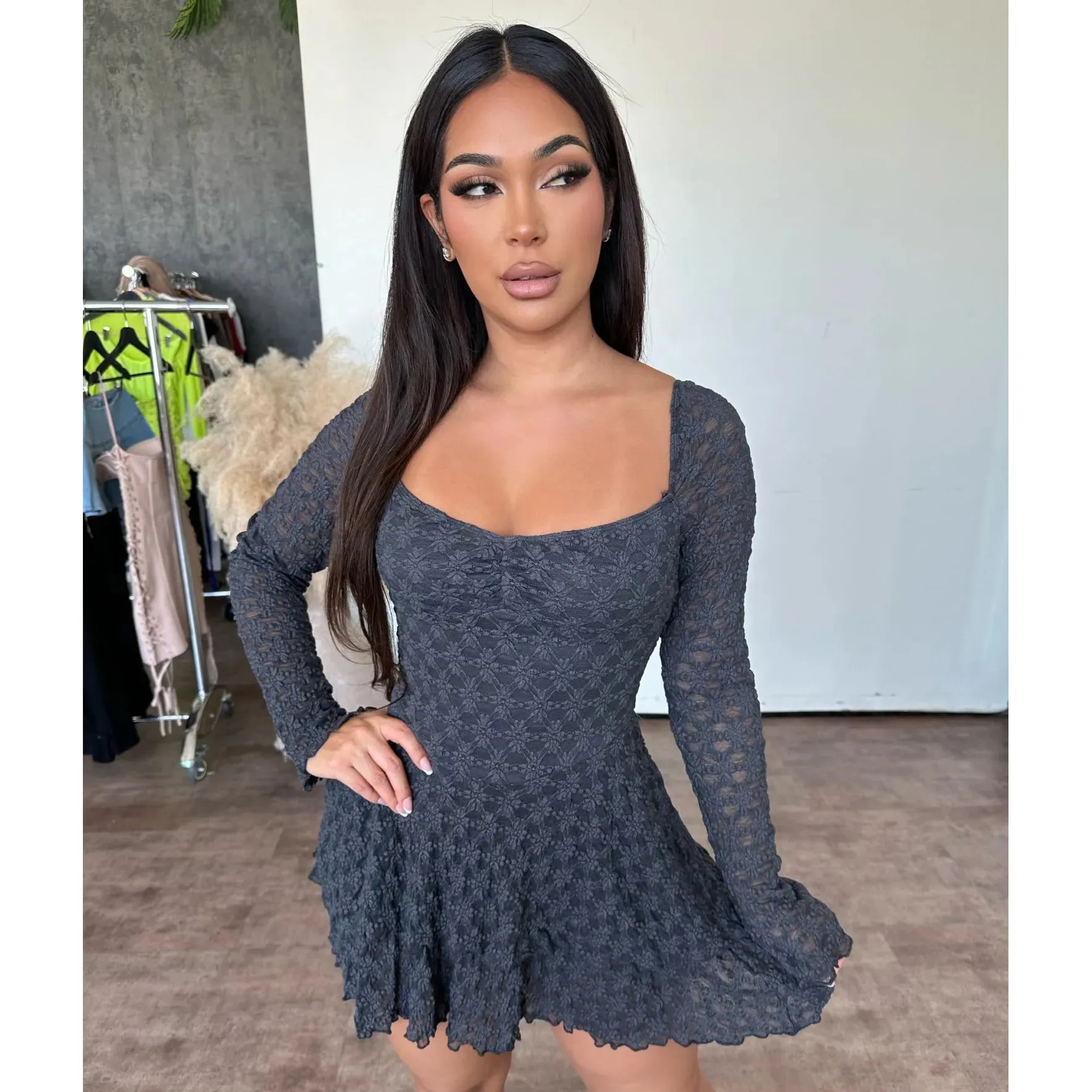 Terrisa Mini Dress (Charcoal) sold by OOTDFash