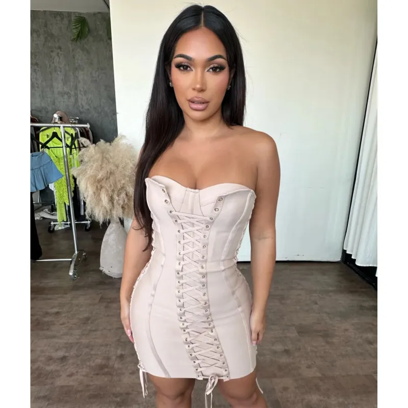 Nena Tube Dress (Nude) sold by OOTDFash