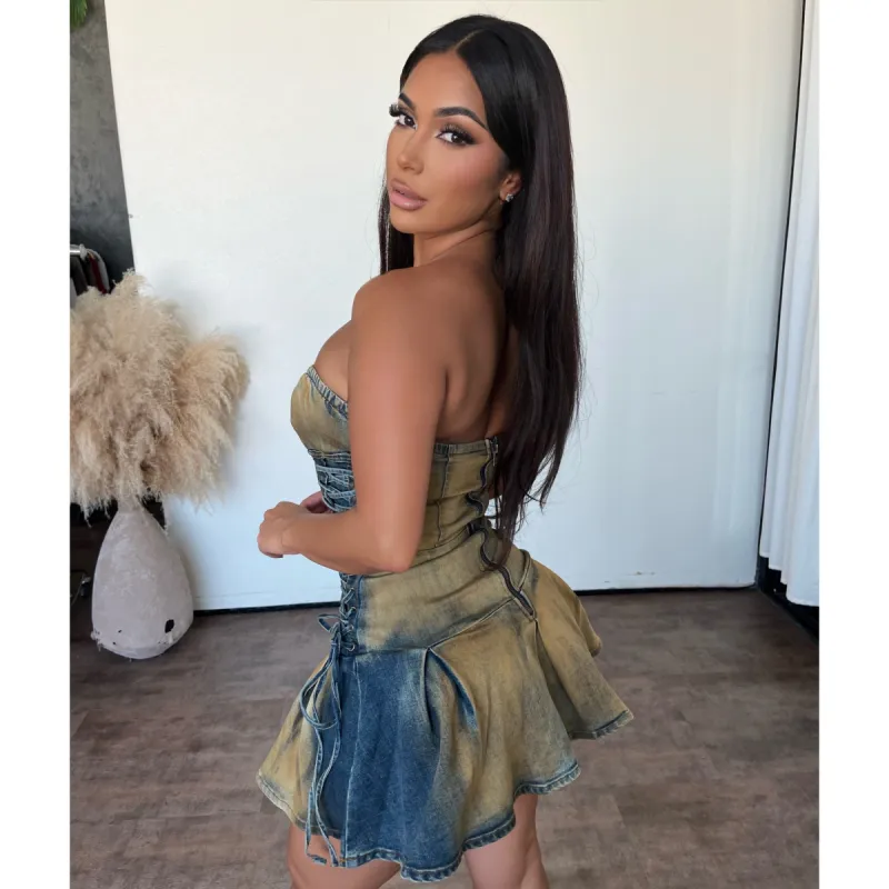 Rayleen Rustic Denim Dress sold by OOTDFash