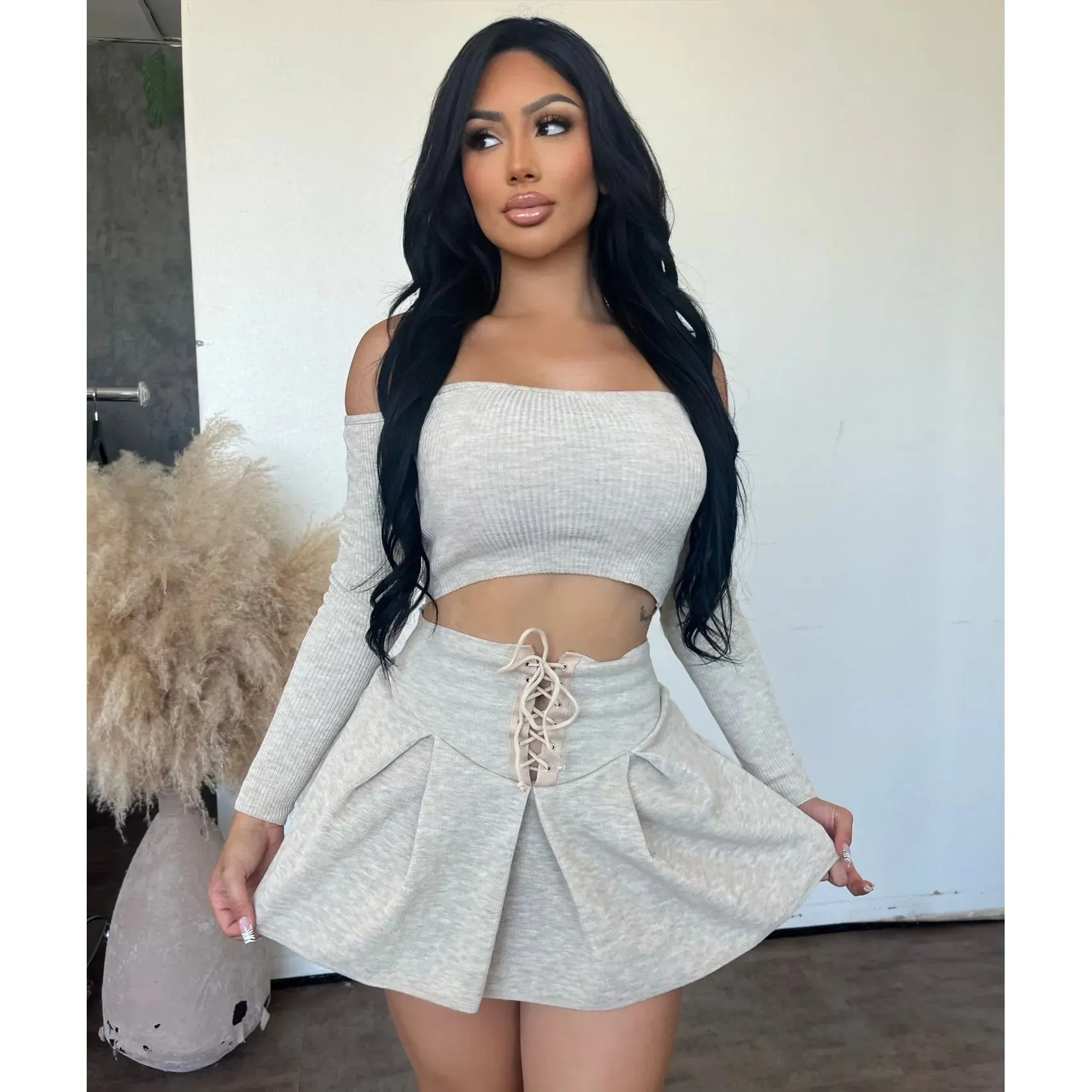 Bella Skirt Set (Oatmeal) sold by OOTDFash