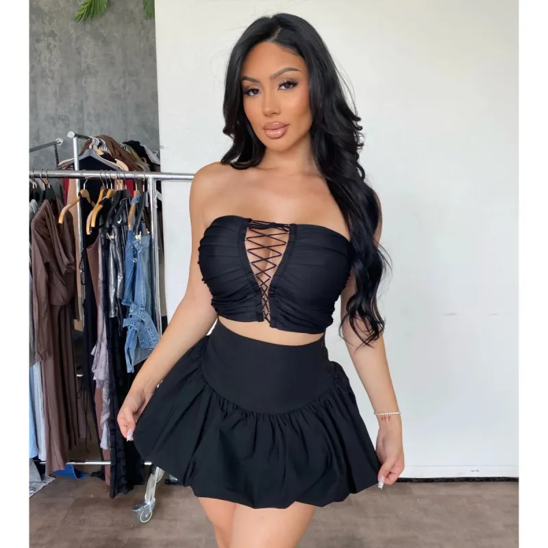 Ashley Lac Up Top (Black) made by OOTDFash