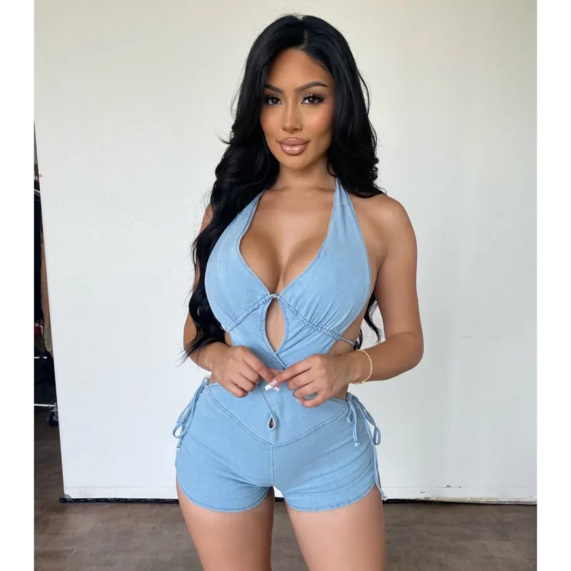 Heather Romper (Light Blue) sold by OOTDFash