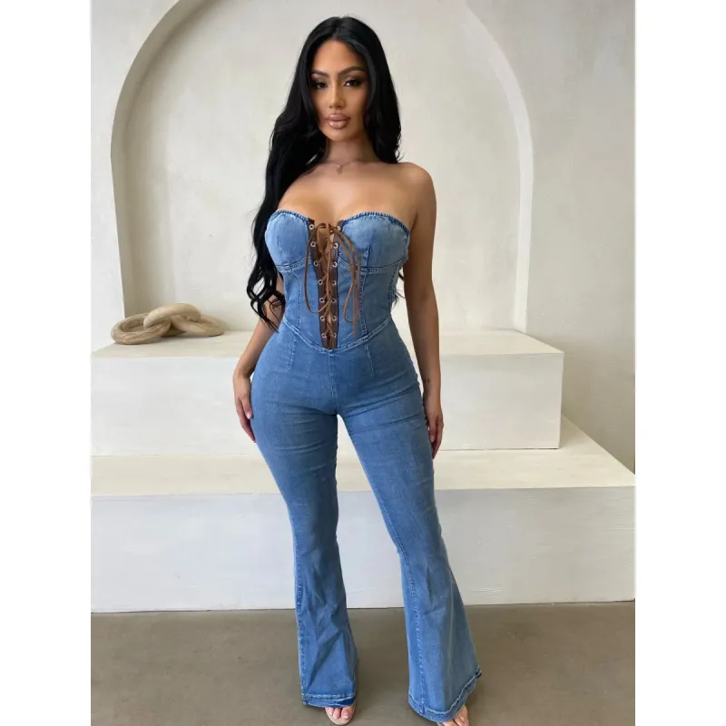 Wendy Jumpsuit (Medium Acid Wash) sold by OOTDFash