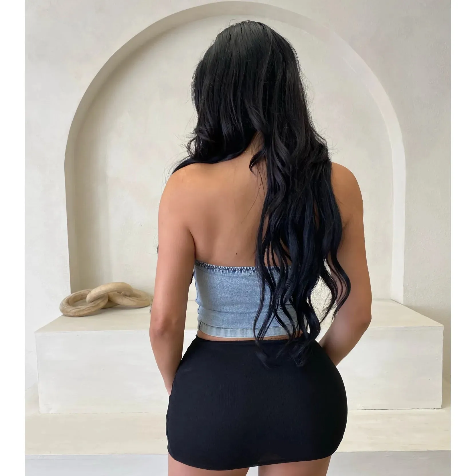 Ashley Denim Corset Top (Light Denim) sold by OOTDFash product image thumbnail 2