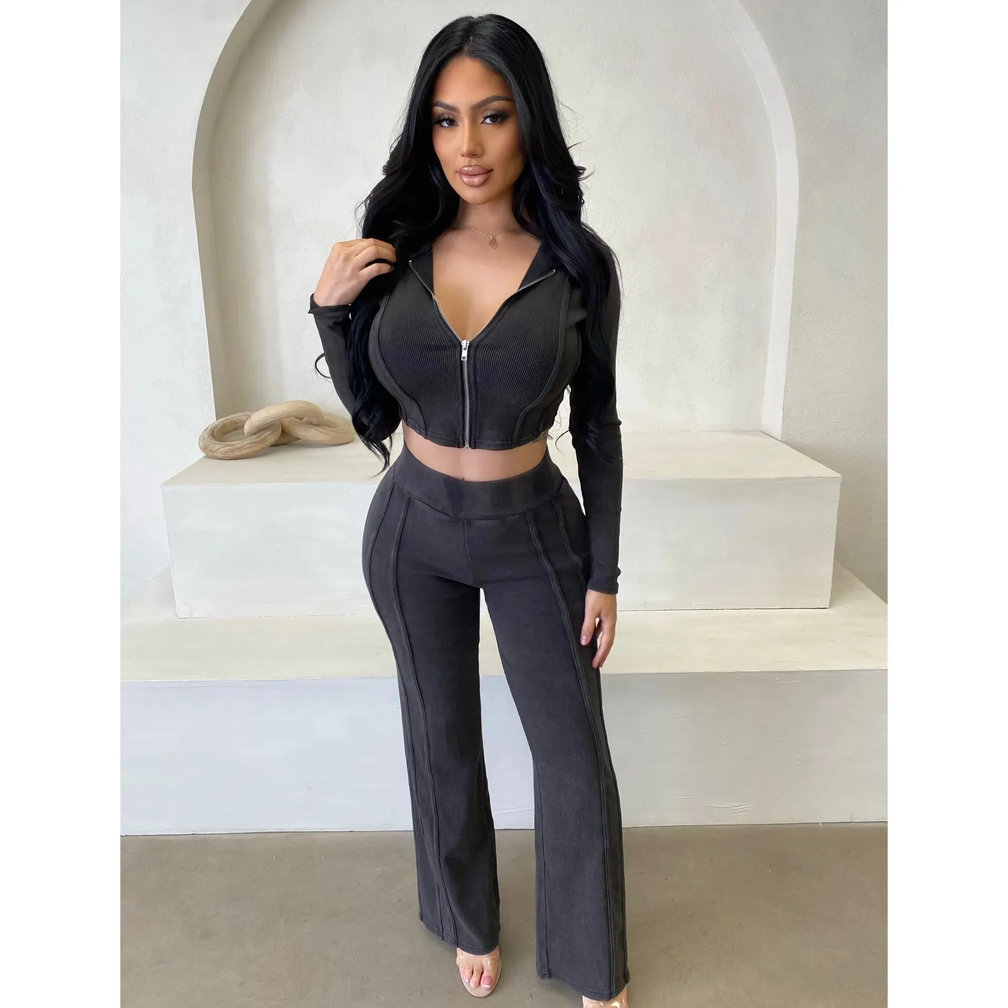 Veronica Washed Set (Black) sold by OOTDFash