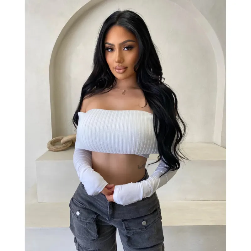 Luah Knit Crop Top (White) sold by OOTDFash