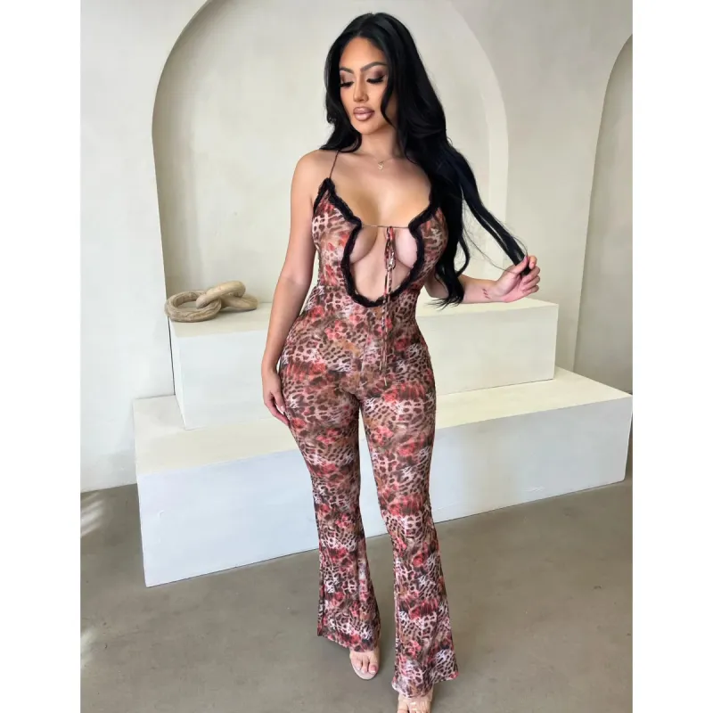 Iris Ruffle Maxi Dress (Brown Combo) sold by OOTDFash