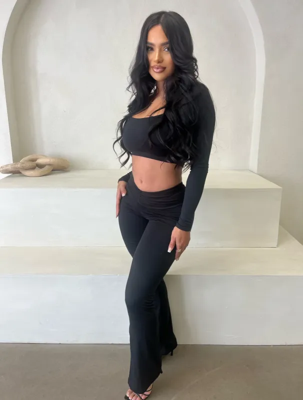 Heather Flare Long Pants (Black) sold by OOTDFash