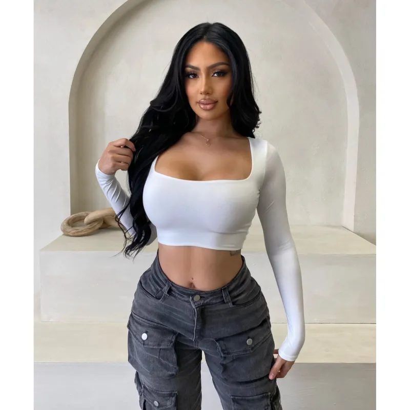 Idella Basic Crop Top (Off White) sold by OOTDFash