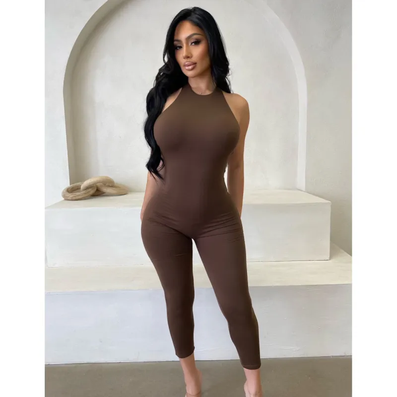 Sandy Tie Jumpsuit (Brown) sold by OOTDFash