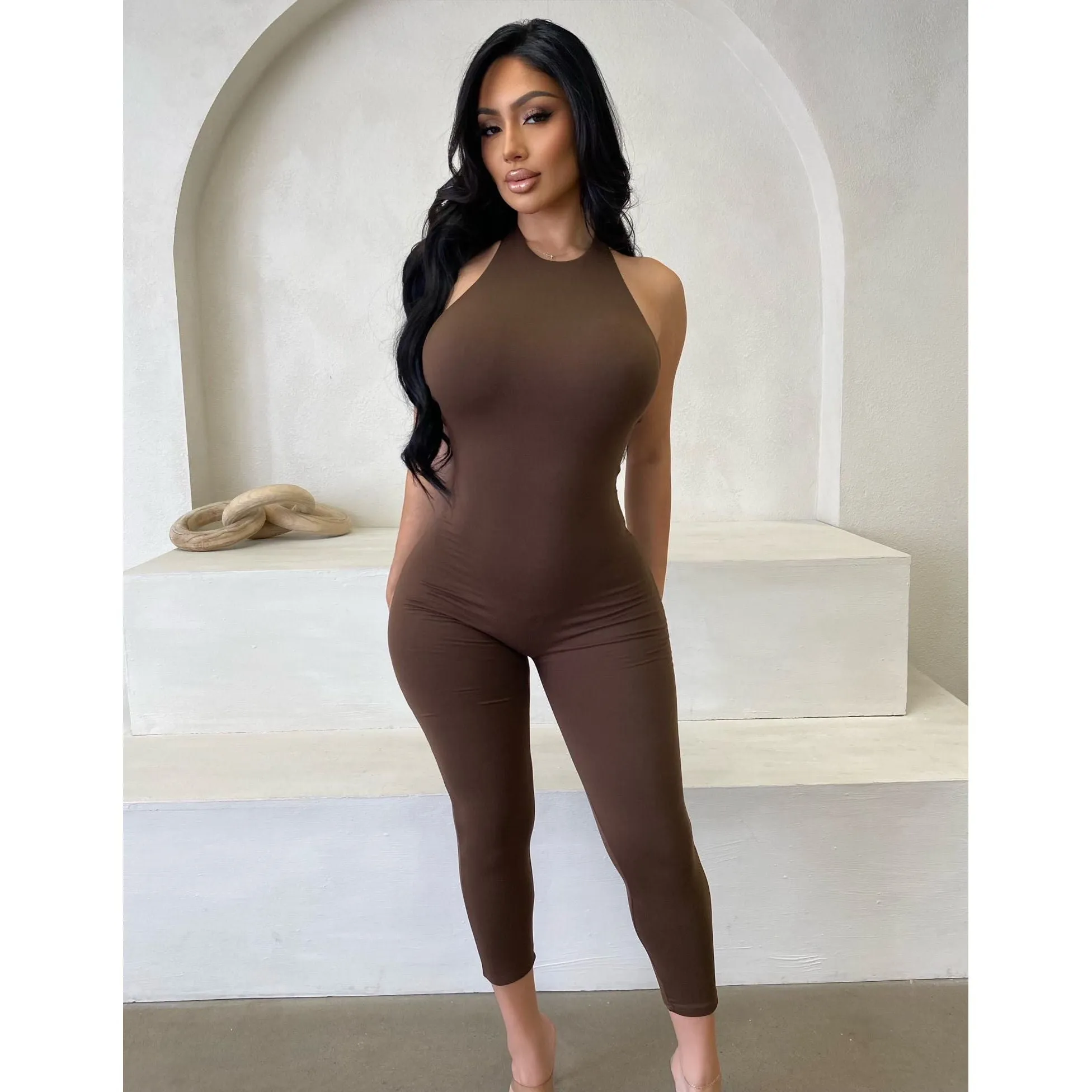 Sandy Tie Jumpsuit (Brown) sold by OOTDFash