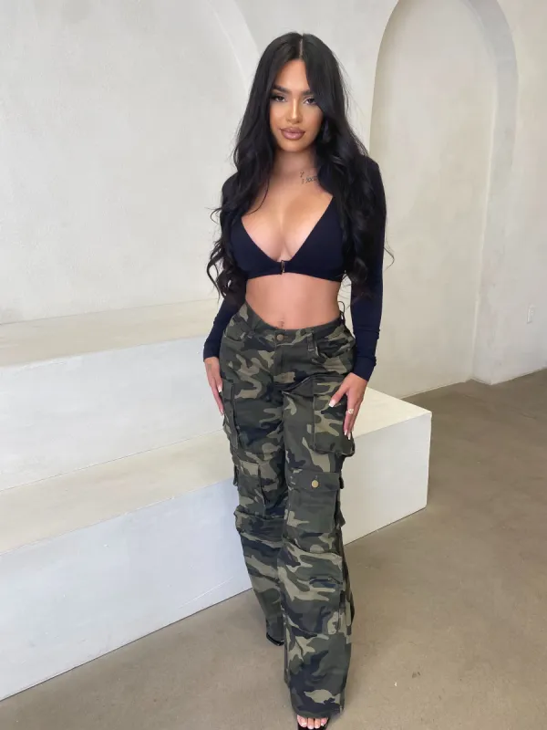 Rayleen Cargo Pants (Green Camo) sold by OOTDFash