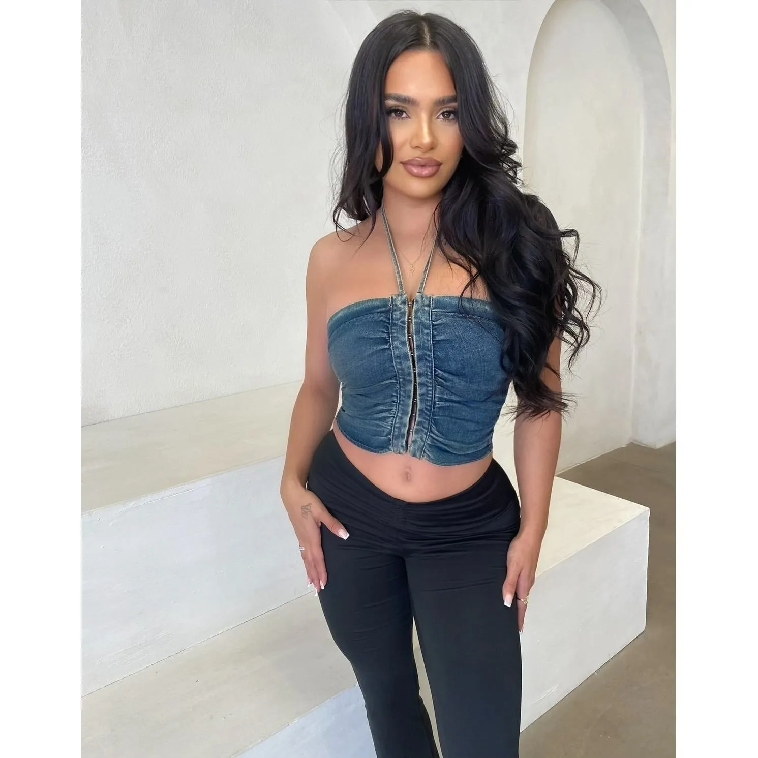 Bailey Denim Corset (Dark Denim) sold by OOTDFash