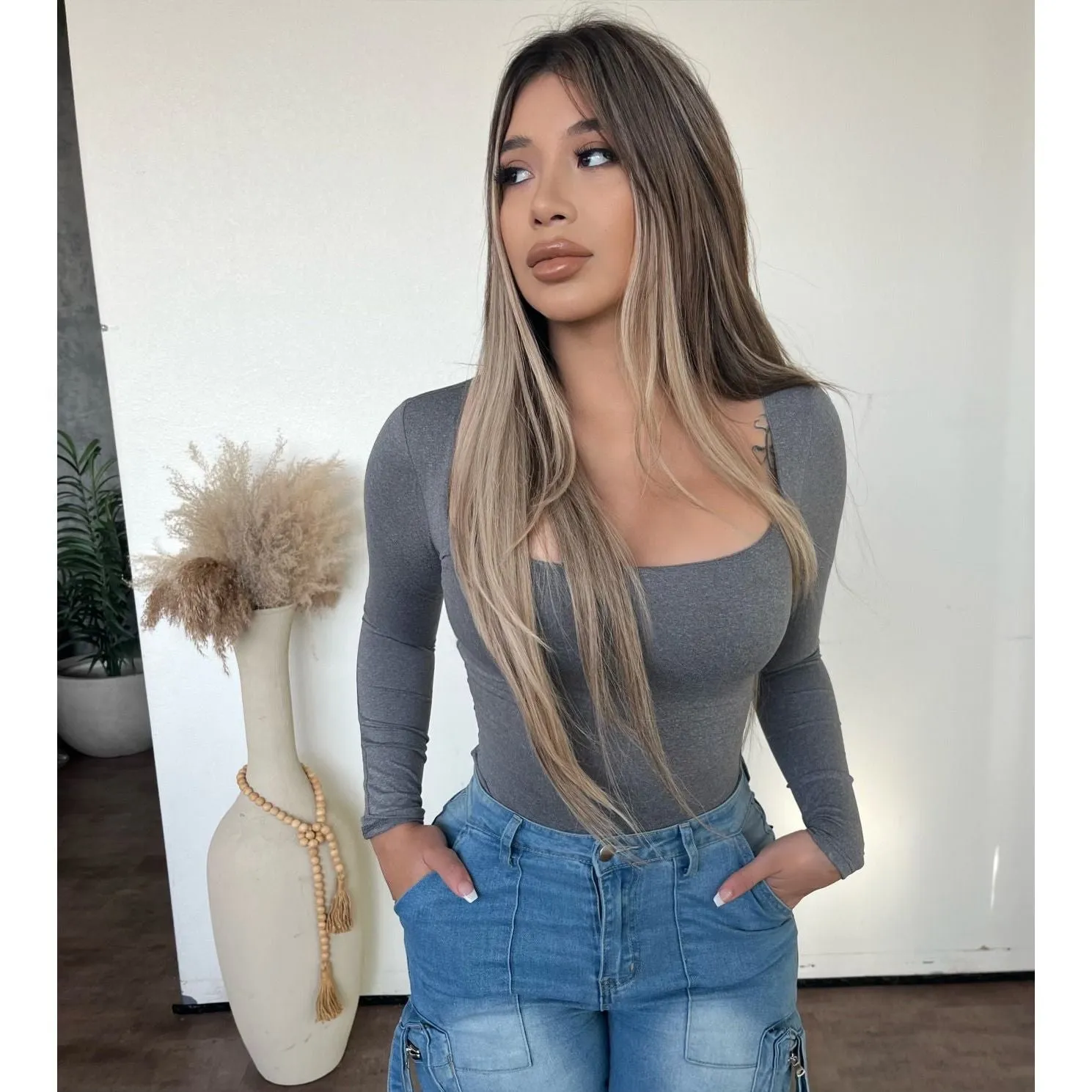 Melena Basic Top (H Grey) sold by OOTDFash