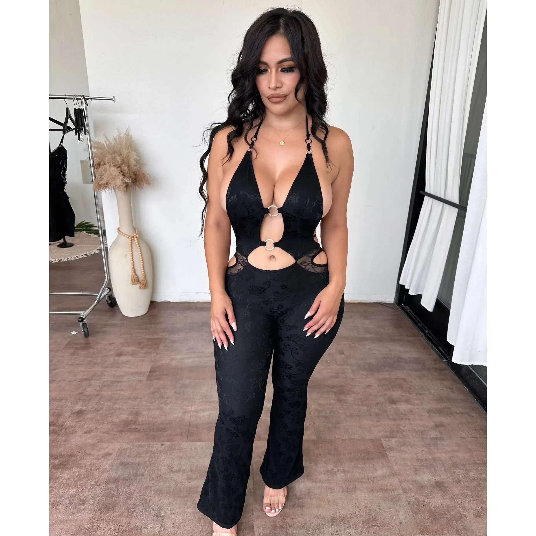 Stephanie Jumpsuit (Black Lace) sold by OOTDFash