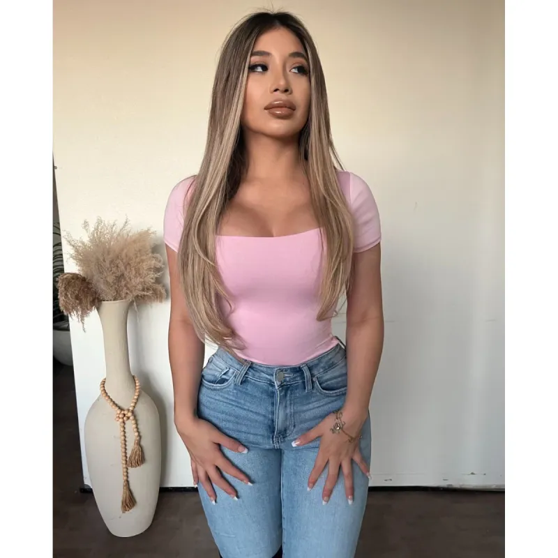 Shantel Short Sleeve Tops (Pink) sold by OOTDFash