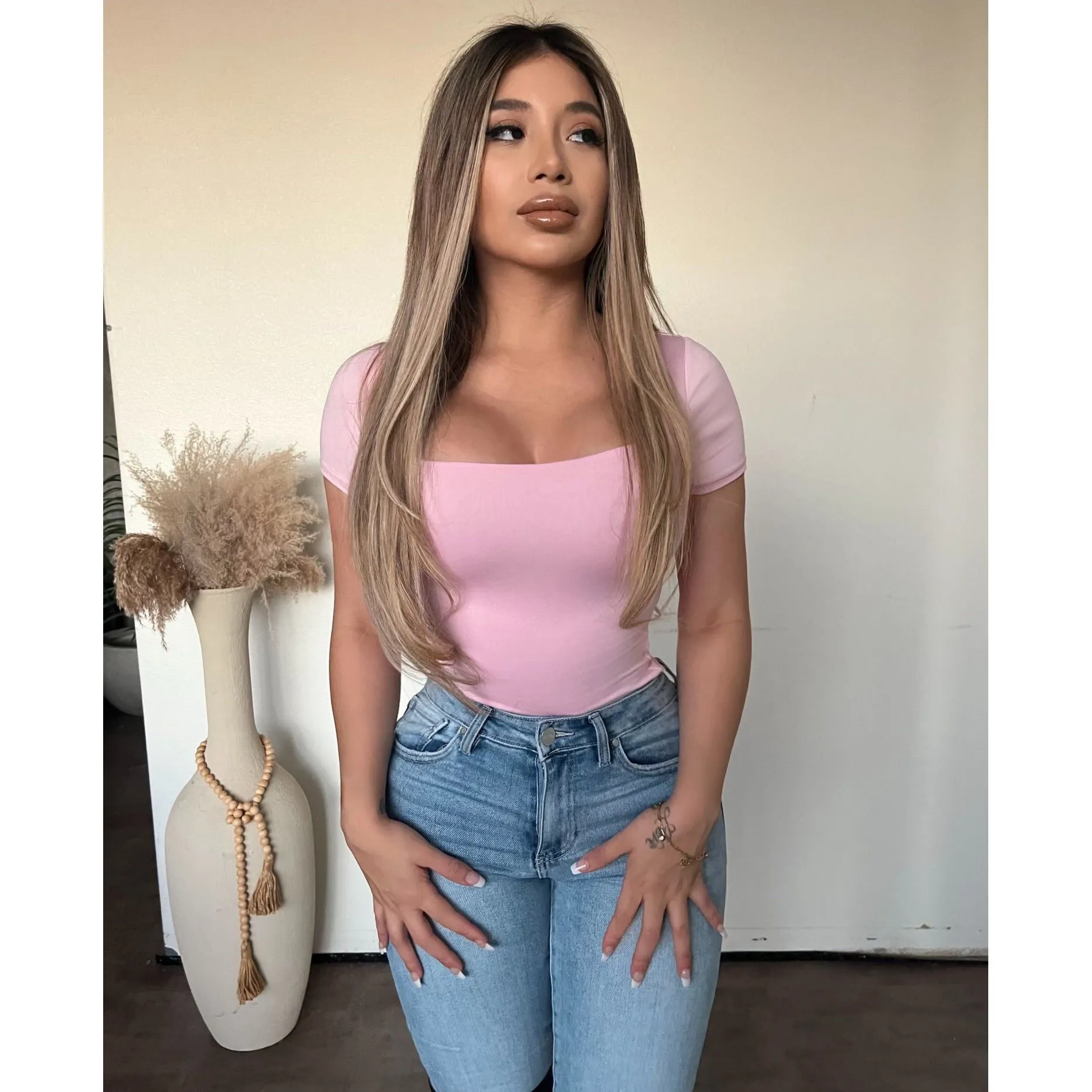 Shantel Short Sleeve Tops (Pink) sold by OOTDFash