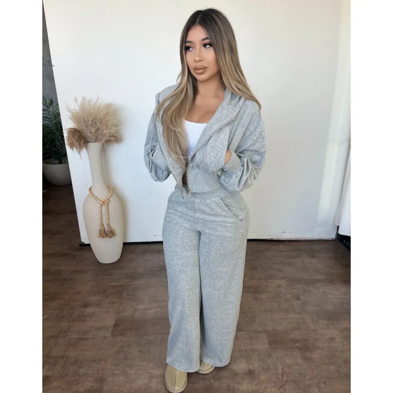 Terry Wide Pants (Heather Grey) sold by OOTDFash