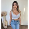 Jackie Ribbed Crop Top (Light Grey) sold by OOTDFash