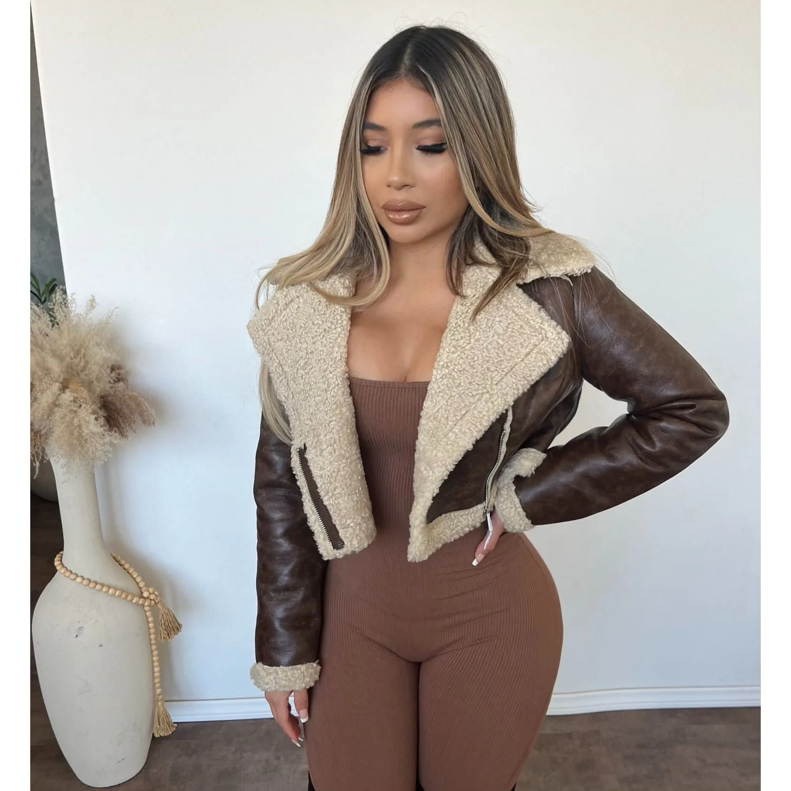 Alondra Jacket (Brown-Cream) sold by OOTDFash