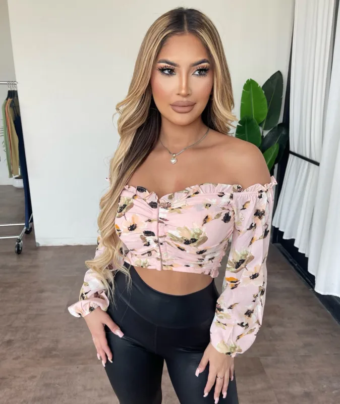 Reina Floral Top(Peach Ivory) sold by OOTDFash