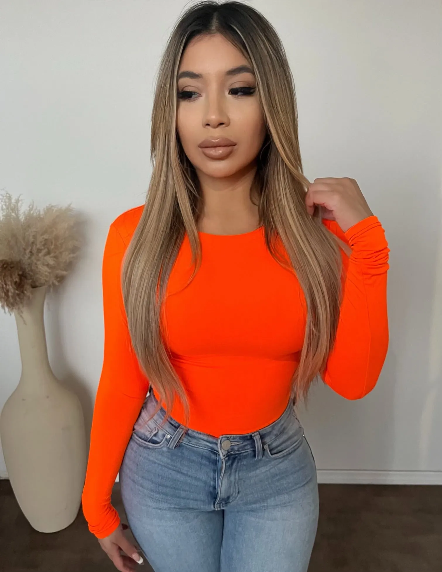 Shayla long sleeve (Neon Orange) sold by OOTDFash