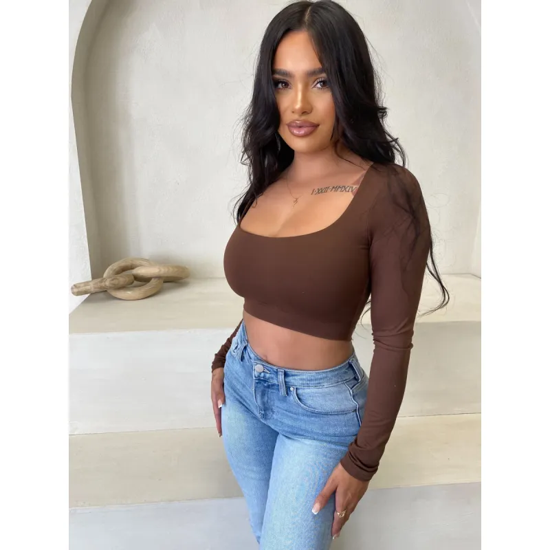 Melena Basic Top (Brown) sold by OOTDFash