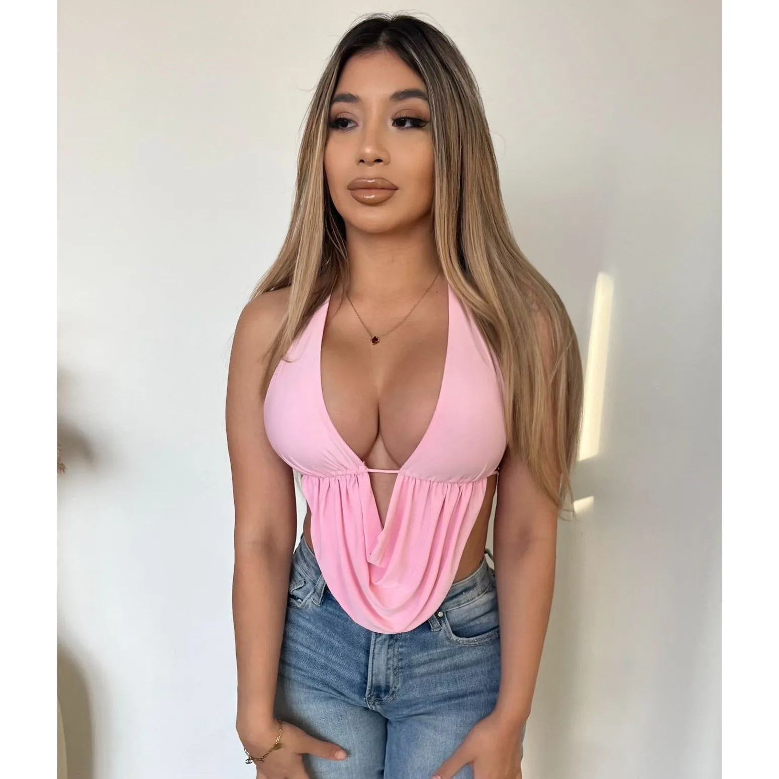 Samantha Halter Top (pink) sold by OOTDFash