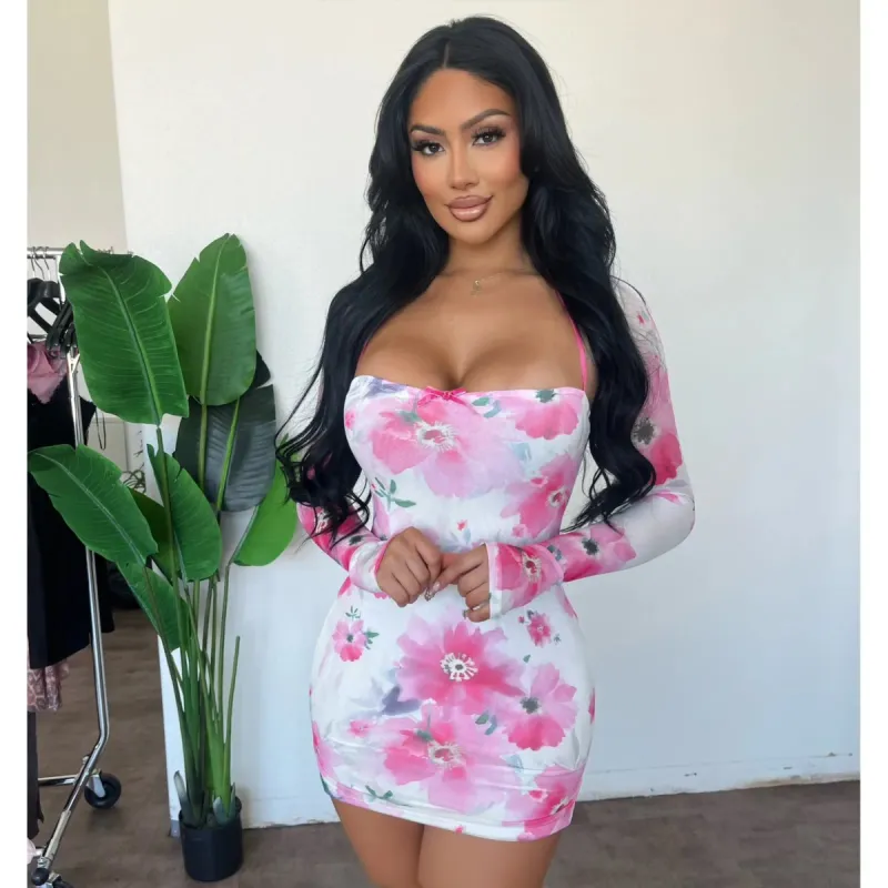 Heather Mini Dress (White/Pink) sold by OOTDFash