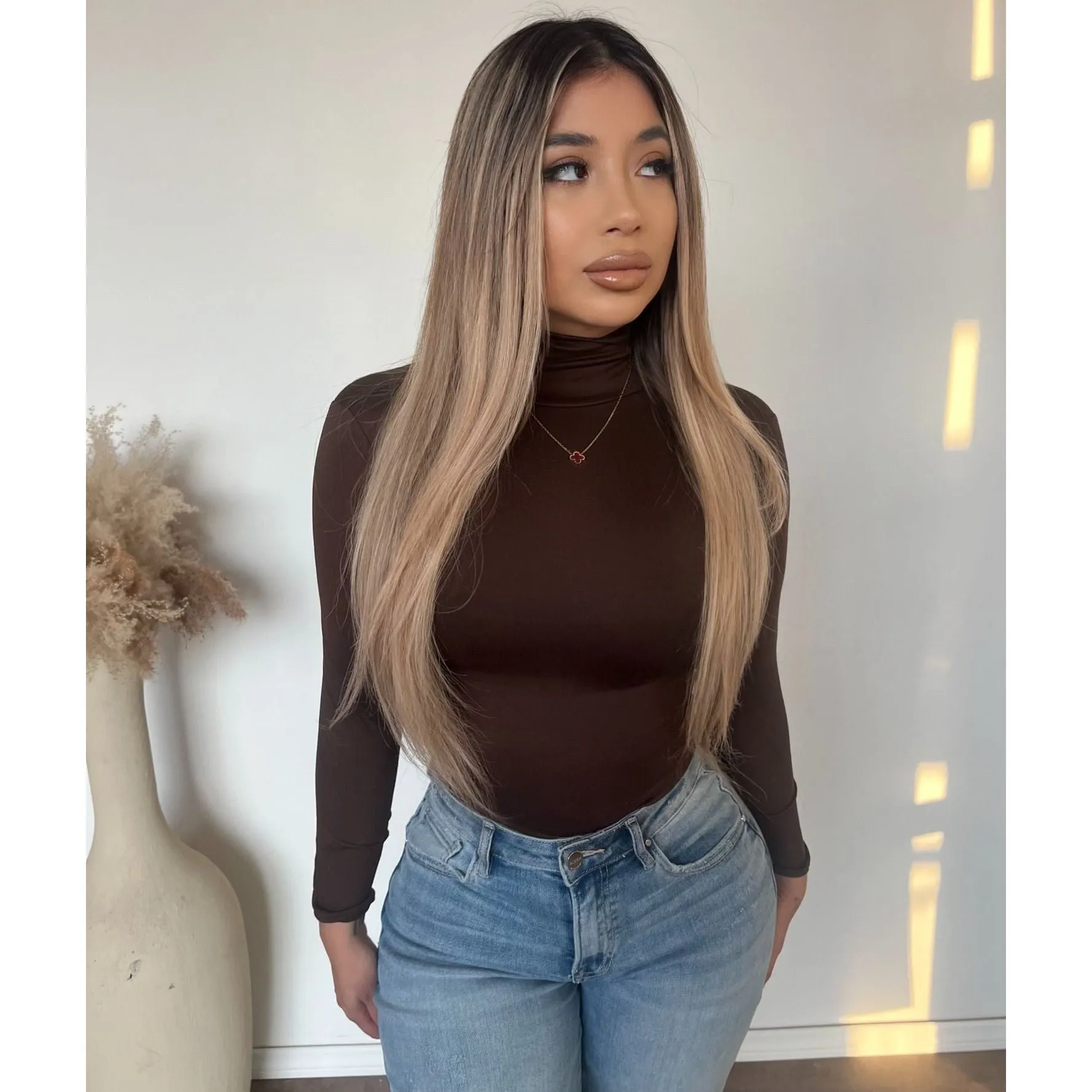 Gina Turtle Neck Top (Brown) sold by OOTDFash