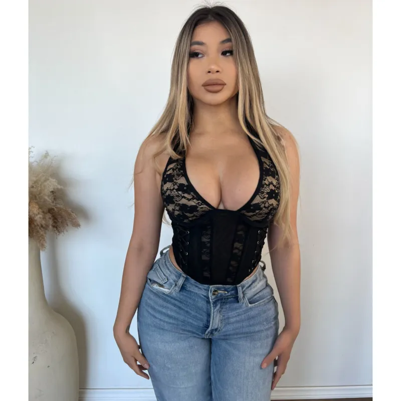 Denie Corset Top (Black Nude) sold by OOTDFash