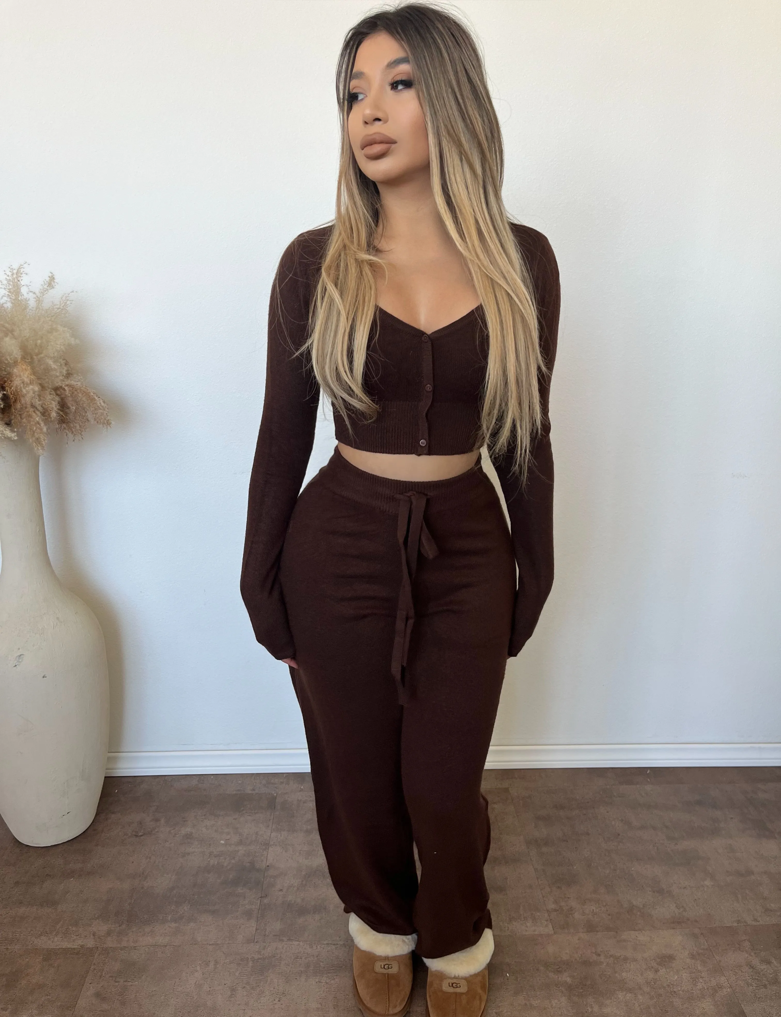 Wendy V Neck Top (Brown) sold by OOTDFash