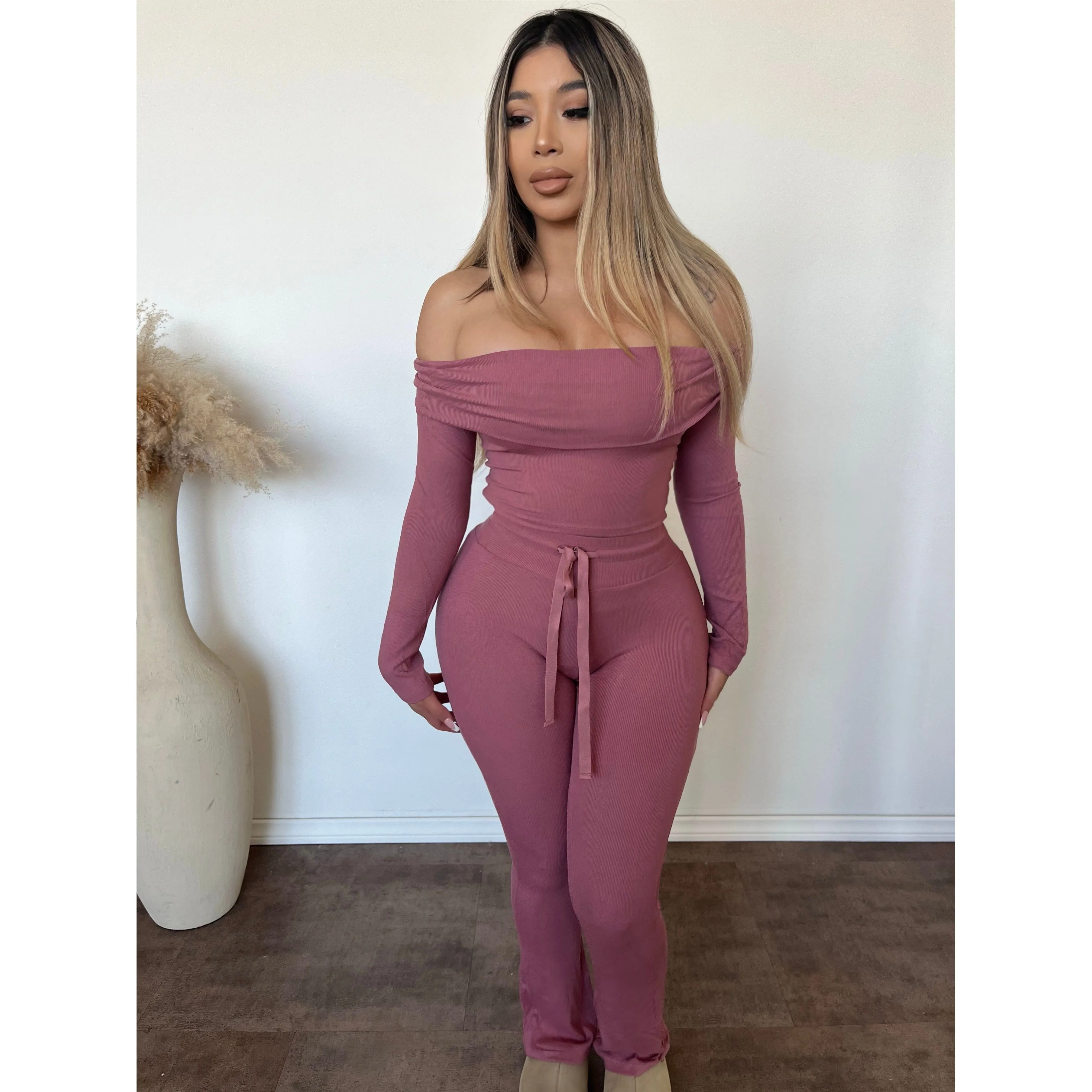 Jolie Long Sleeve Top (Soft Mulberry) sold by OOTDFash