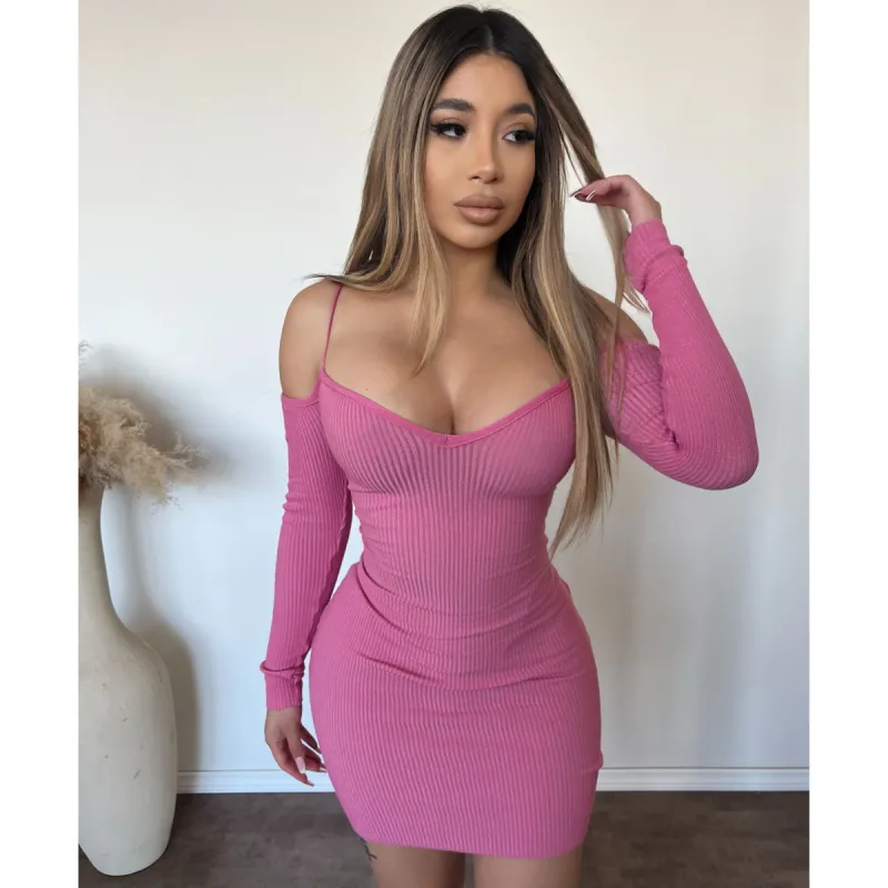 Velma Mini Long Sleeve Dress (Pink) sold by OOTDFash