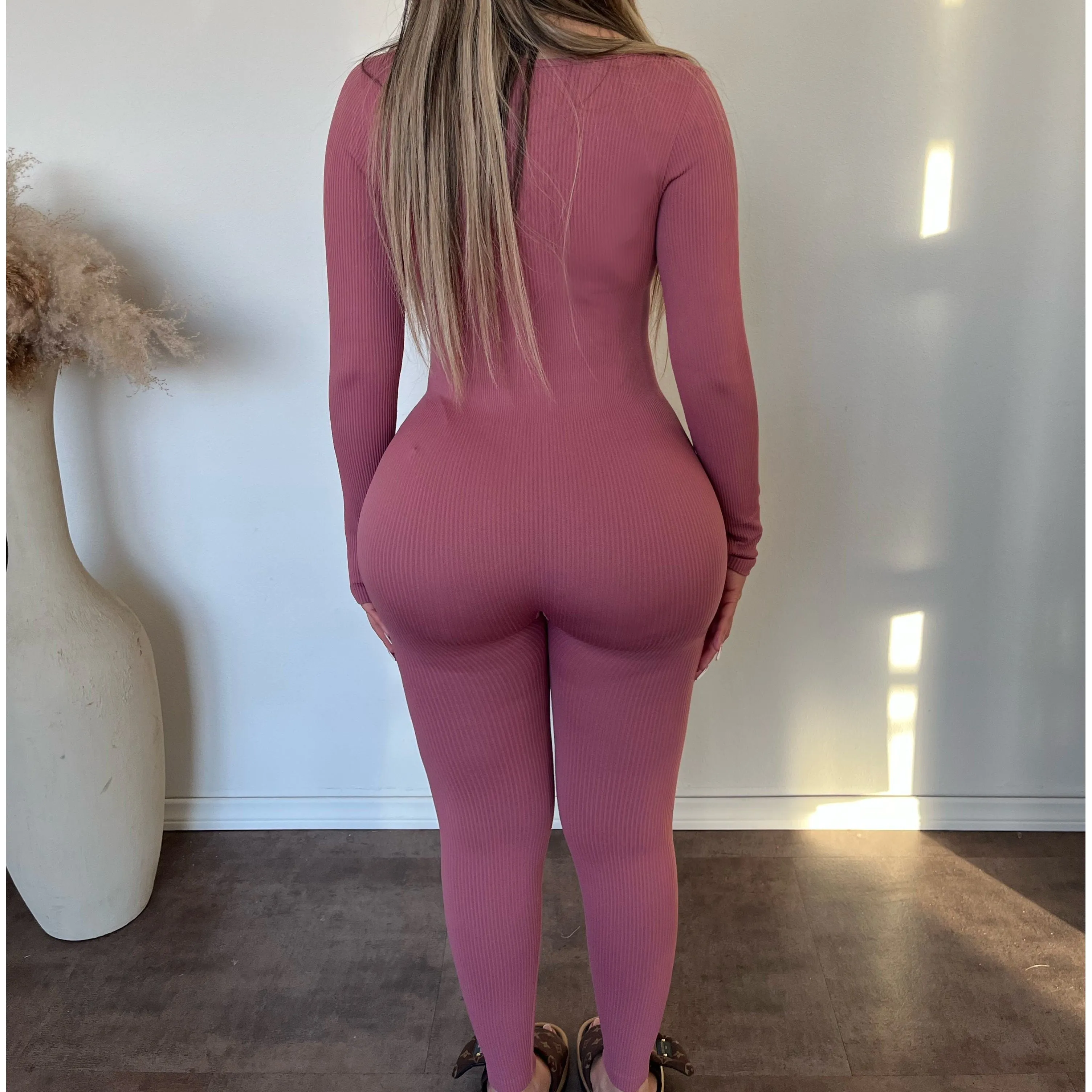 Sarah long sleeve jumpsuit (Soft Mulberry) sold by OOTDFash product image thumbnail 2