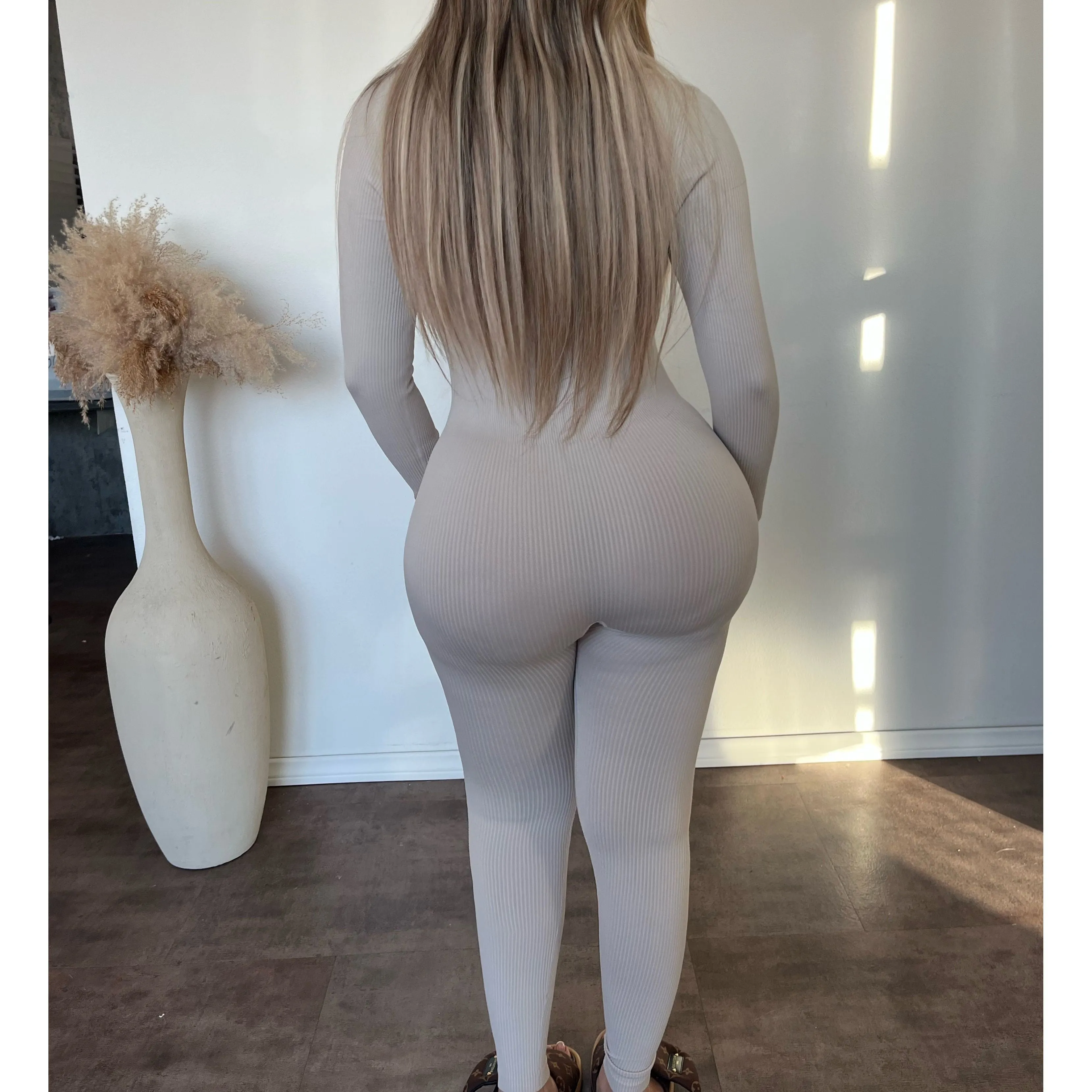 Sarah long sleeve jumpsuit (Milk Tea) sold by OOTDFash product image thumbnail 2