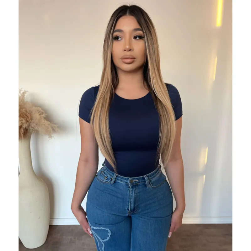 Valerie Short Sleeve Top (Navy) sold by OOTDFash