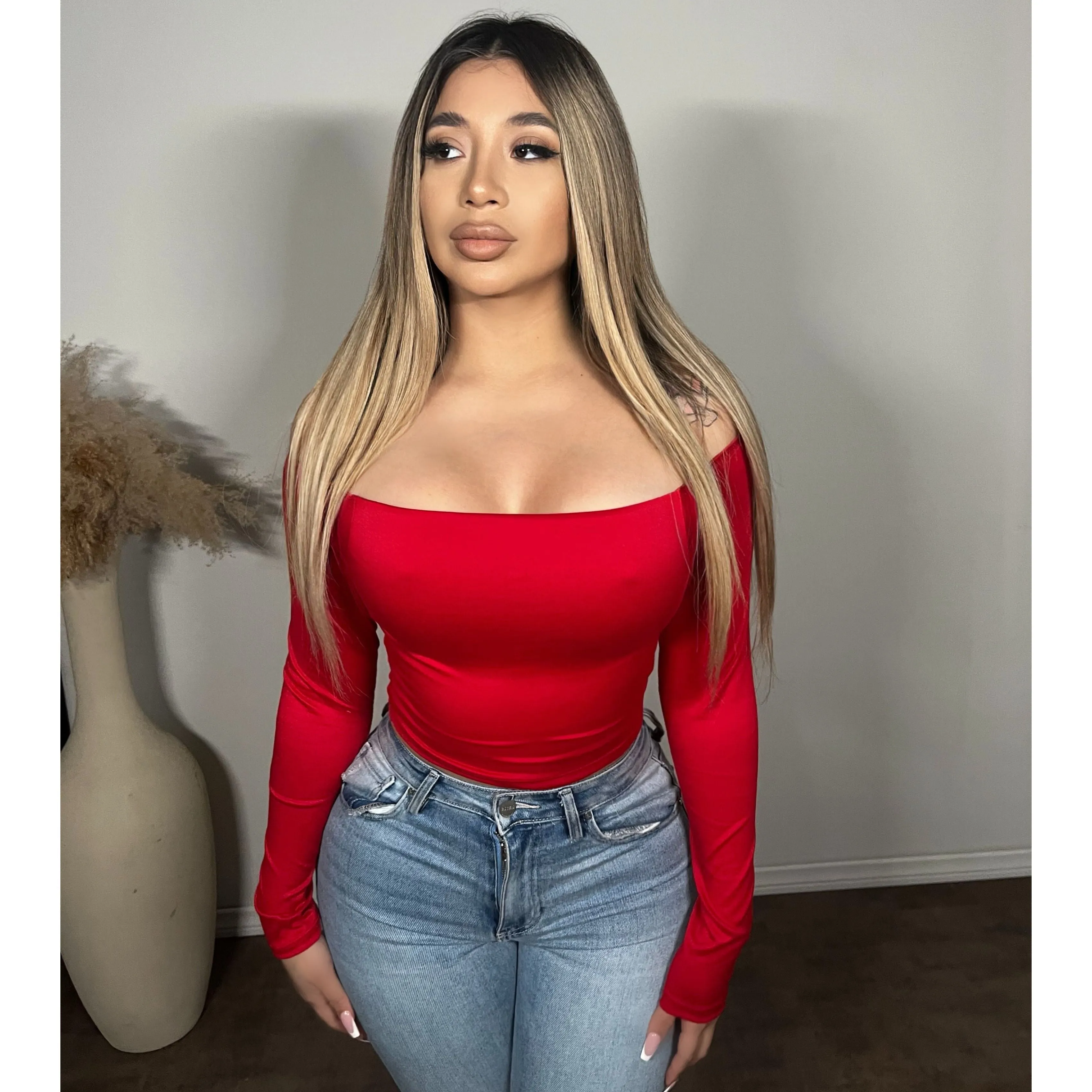 Nena Cropped Long Sleeve (Red) sold by OOTDFash