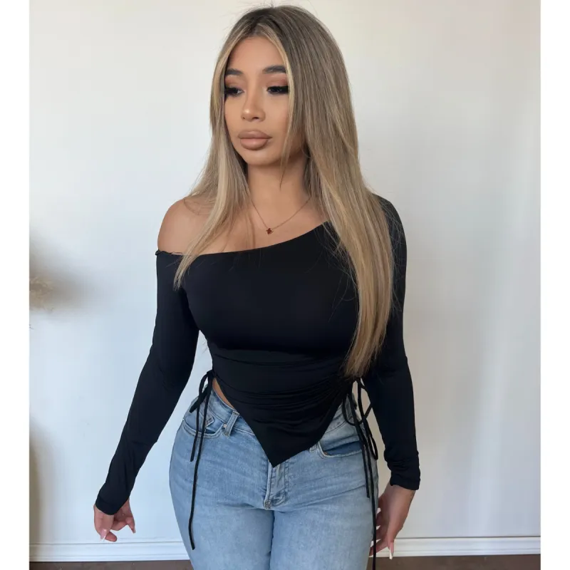 Kaya Off Shoulder Top (Black) sold by OOTDFash