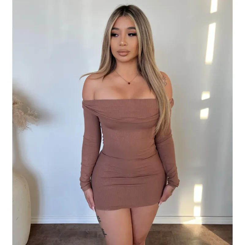 Sofie Off Shoulder Dress (Sienna) sold by OOTDFash