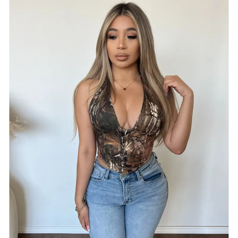 Camo Bustier Crop Top (Camo) sold by OOTDFash