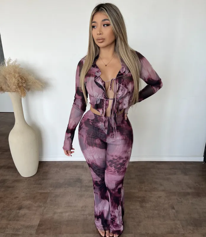 Norissa Mesh Matching Set (Purple/Burgundy) sold by OOTDFash