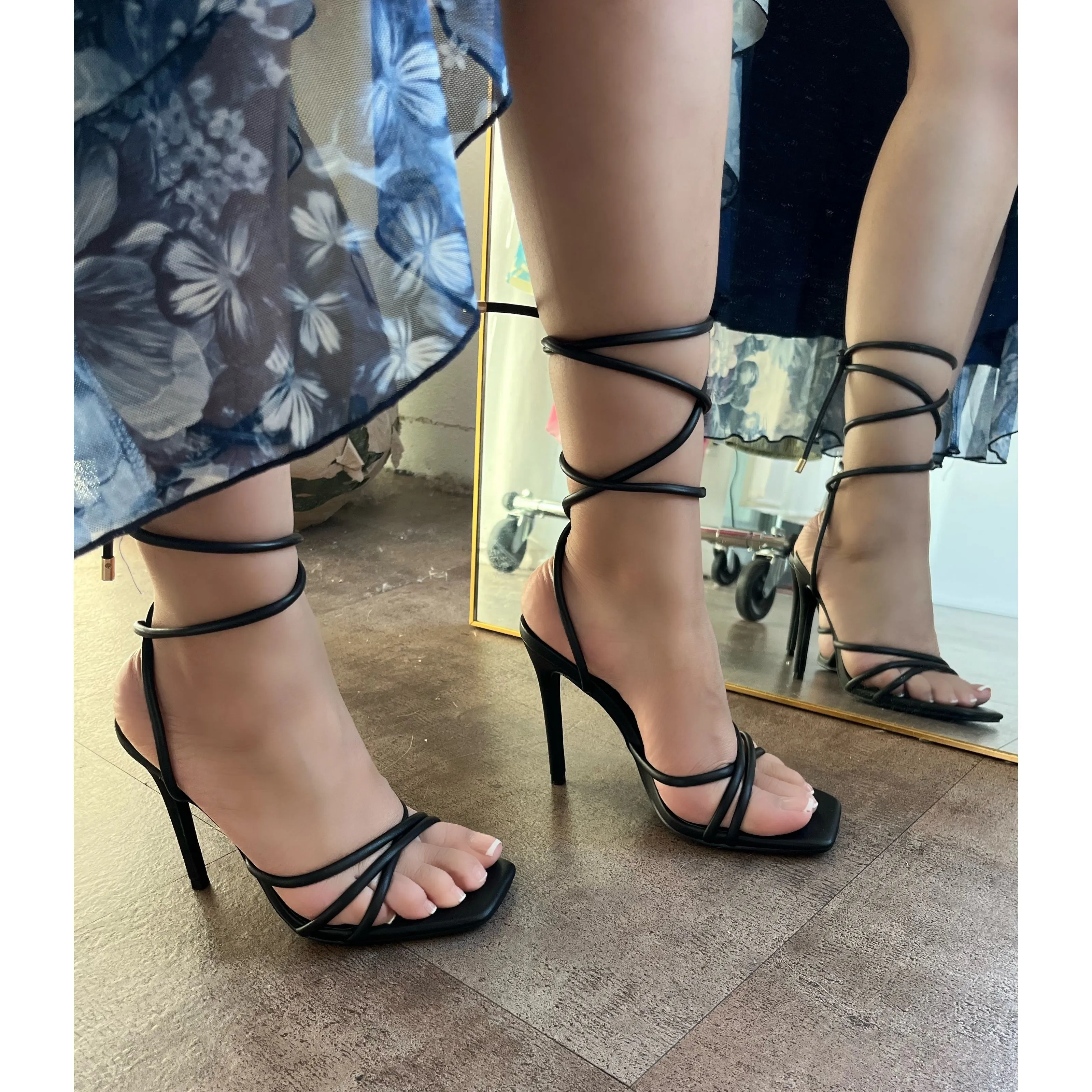 Olivia Heels Strap Up (Black) sold by OOTDFash