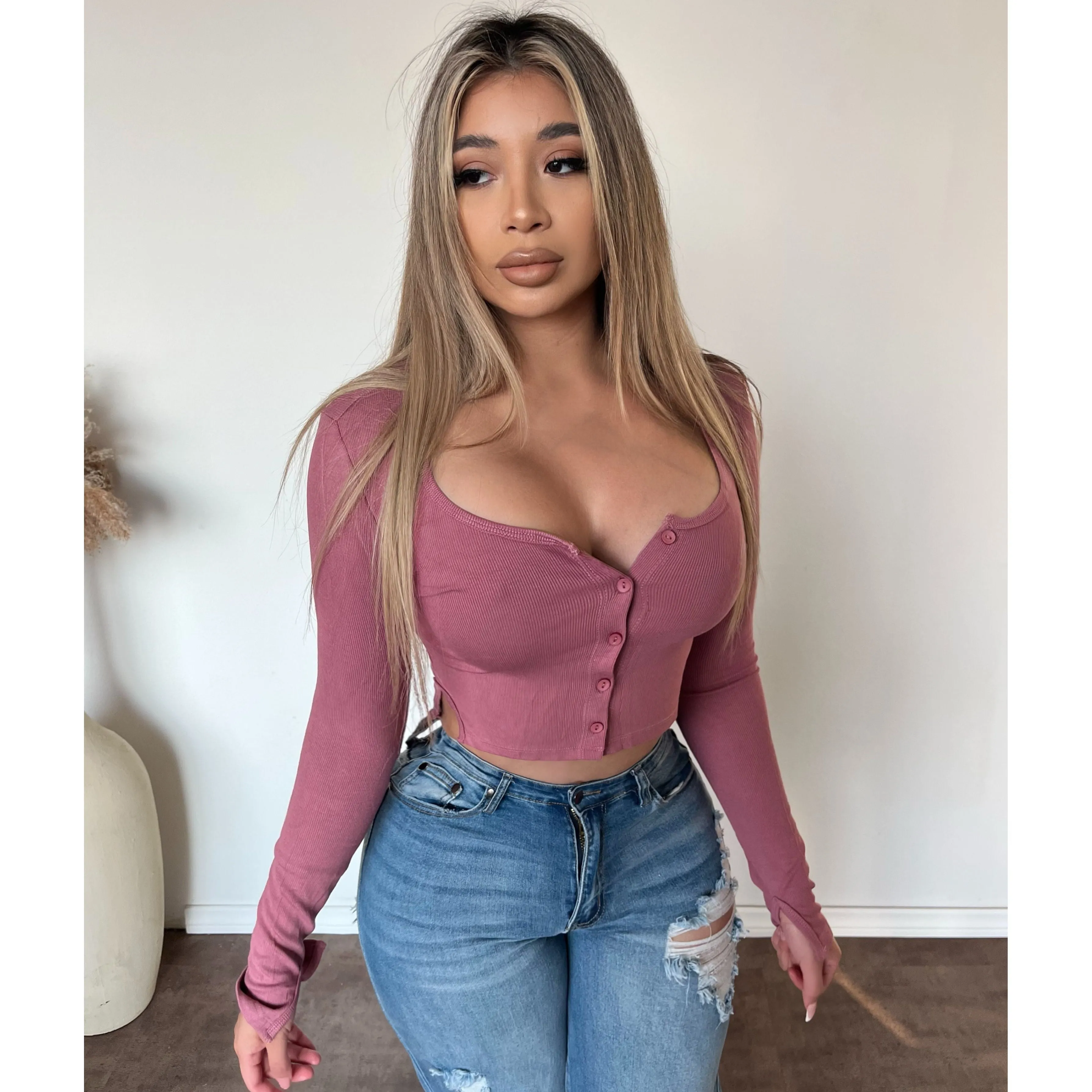 Rayleen Cropped Cardigan (Soft Mulberry) sold by OOTDFash