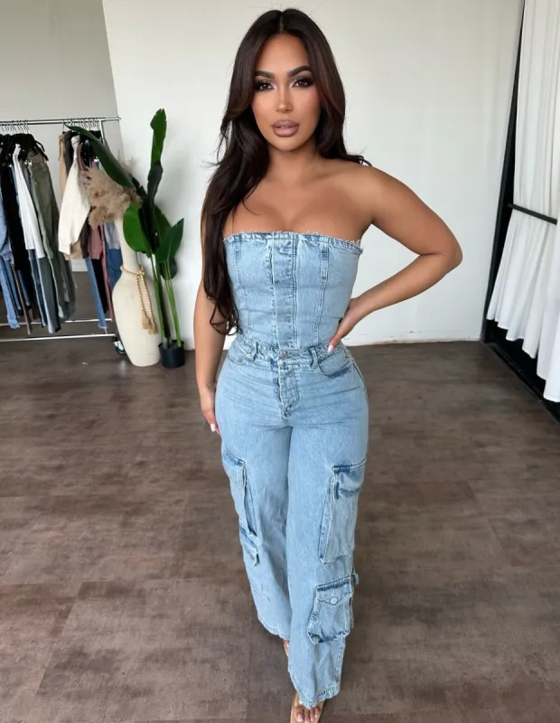 Mya Jumpsuit (Medium Denim) sold by OOTDFash